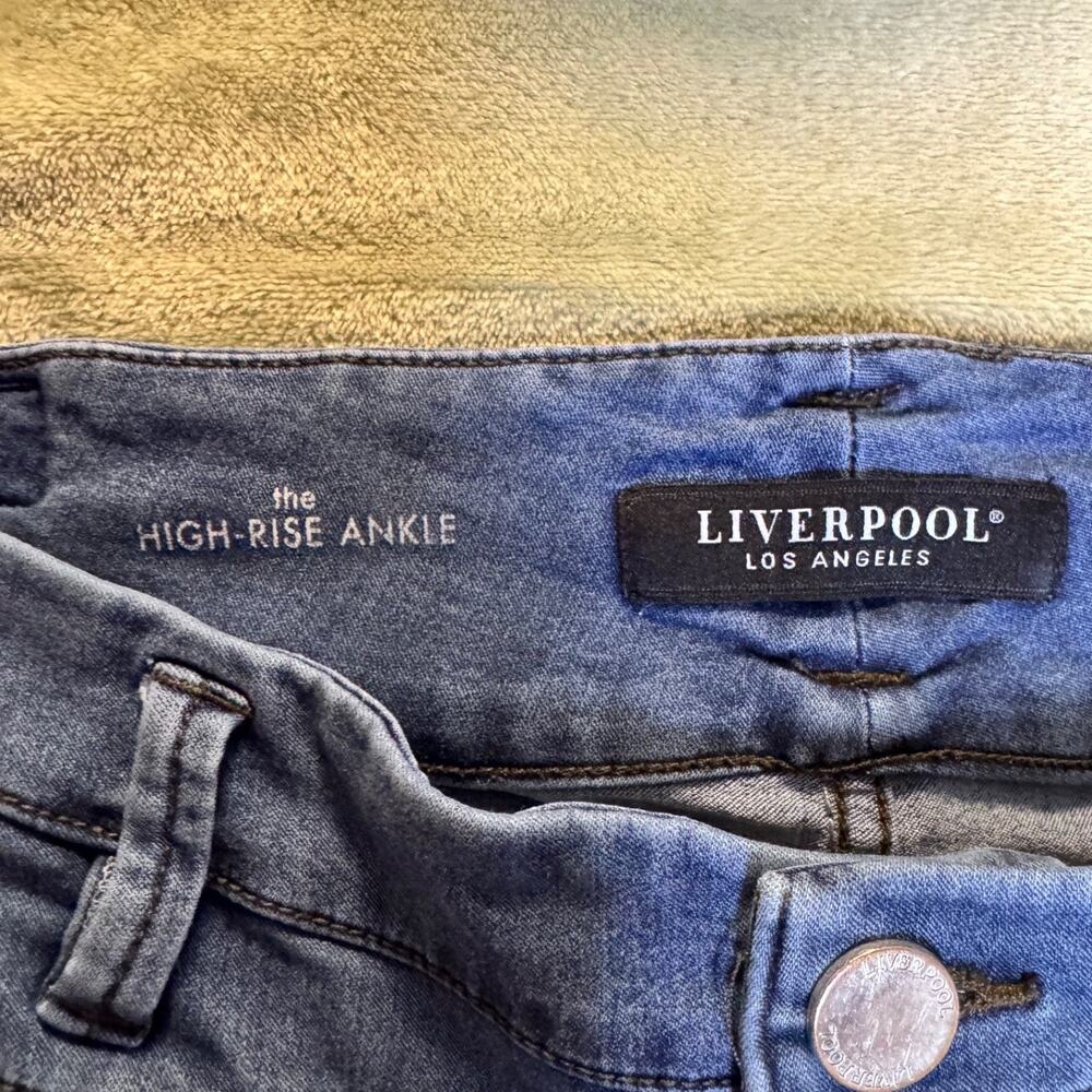 Liverpool High Rise Ankle Skinny Jeans Raw Hem Double Button Stretch 16W - Picture 4 of 12